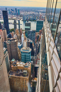 High angle view of buildings in city