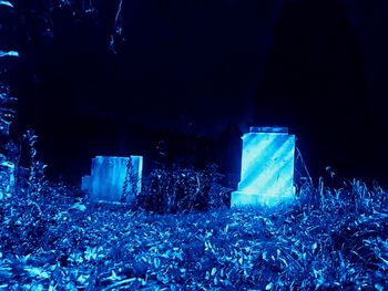Illuminated lights at night