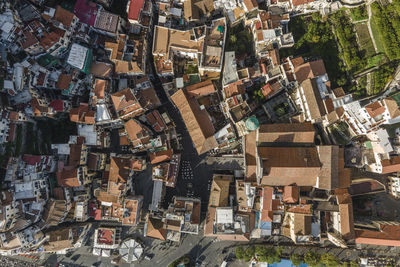 High angle view of buildings in city