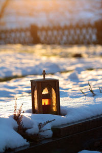 Lantern on the winter grave
