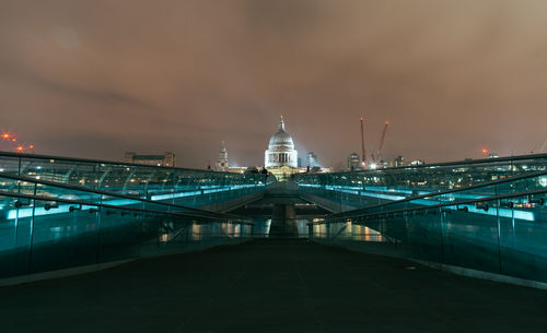 View of illuminated city during winter at night