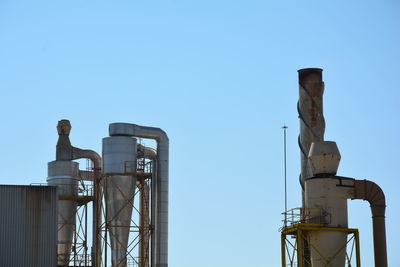 Chimney against clear blue sky at factory