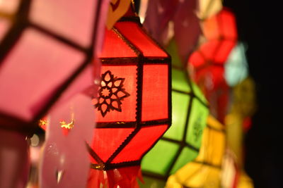 Close-up of illuminated lantern