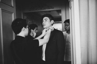 Group of people looking at camera