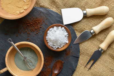 High angle view of food on table