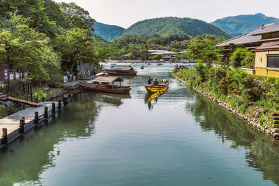 Scenic view of river and mountains