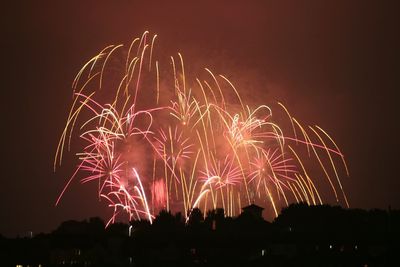 Firework display at night