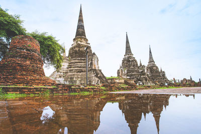 Low angle view of temple against sky