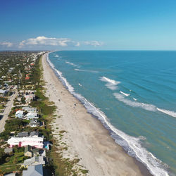 High angle view of beach against sky