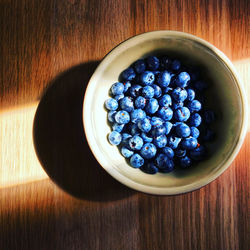 High angle view of fruits in bowl on table