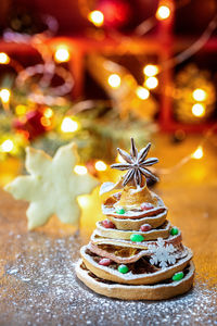 Illuminated christmas tree made from orange slices  as a christmas tree