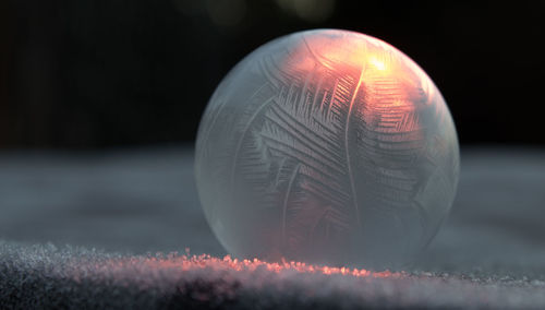 Frozen soap bubble