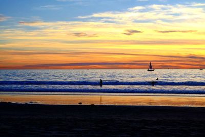 Scenic view of sea during sunset