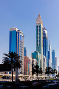 Modern buildings against blue sky