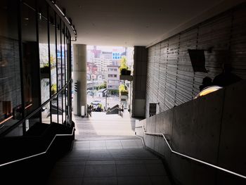 Narrow alley along buildings