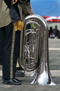 Close-up of trumpets
