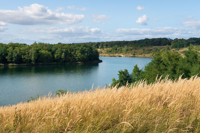 Scenic view of lake against sky