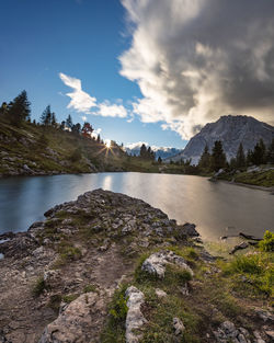 Scenic view of lake against sky