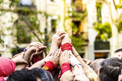 Group of people against blurred background