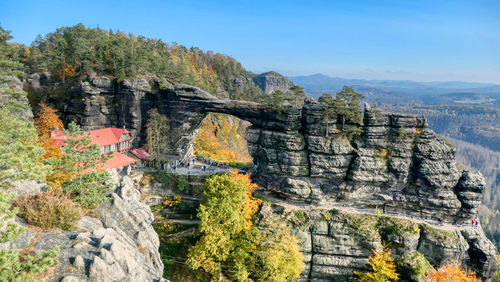 Scenic view of rock formations against sky
