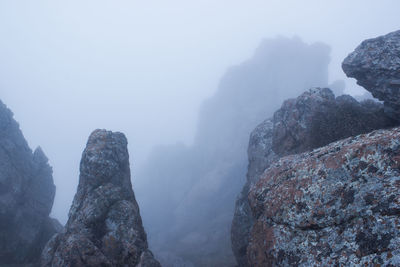 Scenic view of rocky mountains against sky