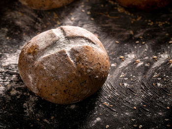 High angle view of bread on table