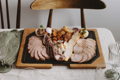 Traditional romanian meat products on a plate