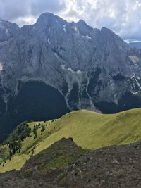 Scenic view of rocky mountains against sky