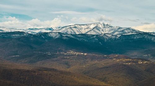 Scenic view of mountains against sky