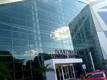 Low angle view of modern building against sky