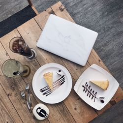 High angle view of coffee on table