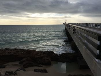 Scenic view of sea against cloudy sky