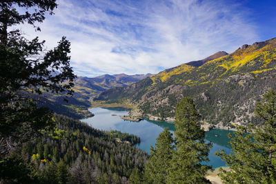 Autumn view of lake san cristobal in colorado