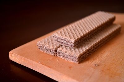 Close-up of chocolate cake on table