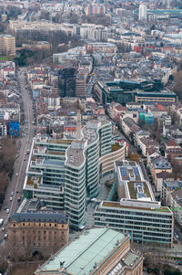 High angle view of modern buildings in city at frankfurt germany