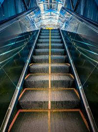 High angle view of escalator