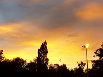 Silhouette trees against sky at sunset