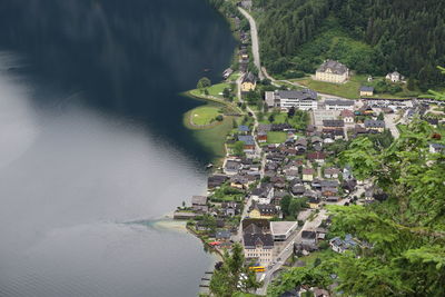 High angle view of buildings in city