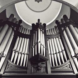 Low angle view of pipe organs