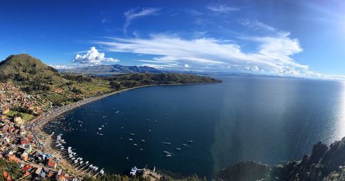 Panoramic view of sea against cloudy sky