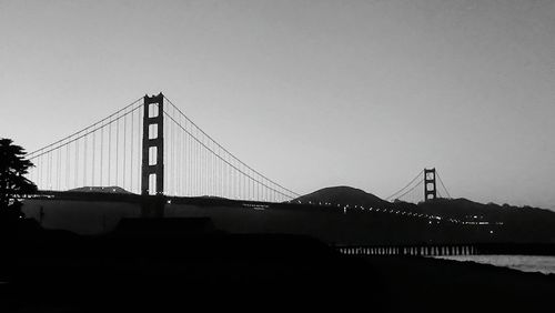 Suspension bridge over river