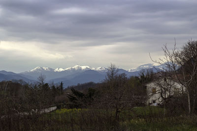 Scenic view of mountains against sky