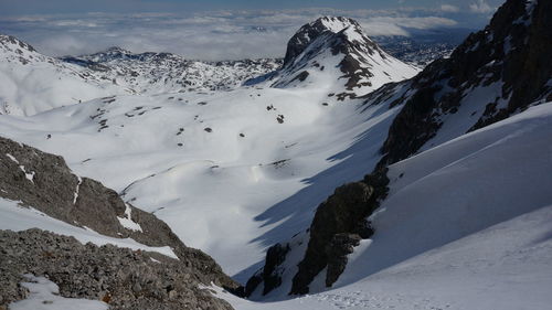 Scenic view of snowcapped mountains