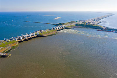 High angle view of sea against sky