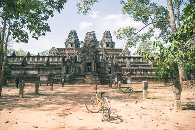 Bicycle parked outside building