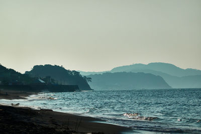 Scenic view of sea against clear sky