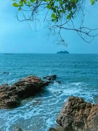 Scenic view of sea against clear sky