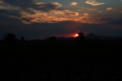 Scenic view of silhouette landscape against sky during sunset