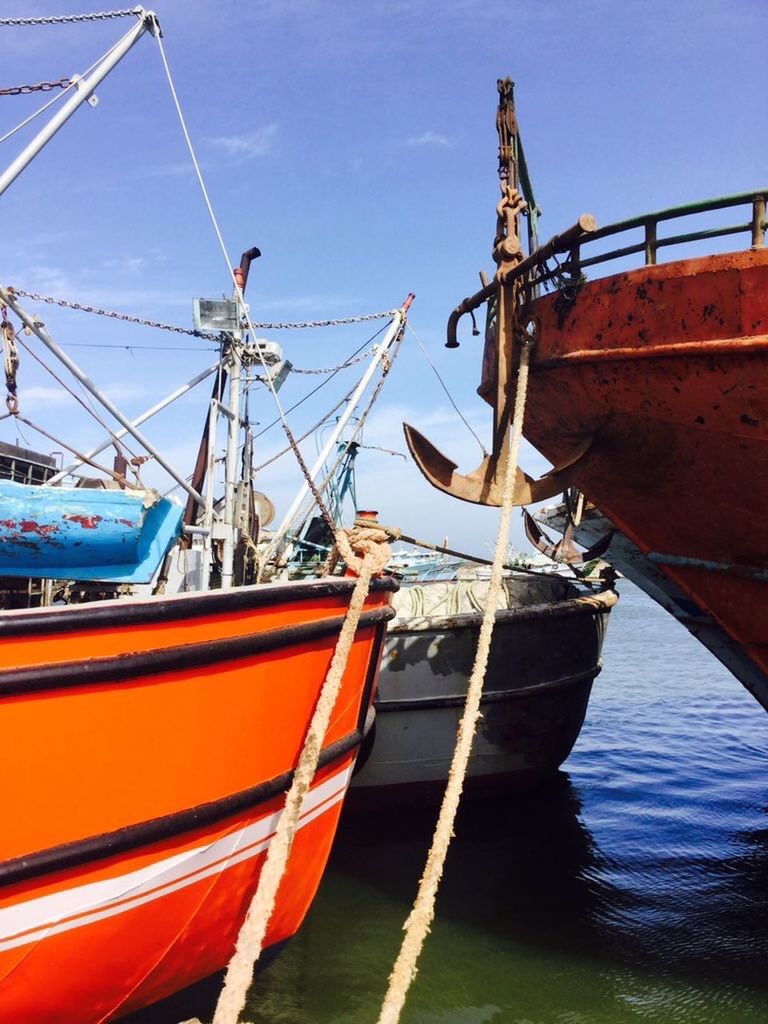 nautical vessel, transportation, mode of transport, moored, sea, harbor, rope, sky, day, outdoors, no people, water, mast, ship, freight transportation, nature, sailing ship, shipyard