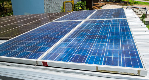 High angle view of solar panels